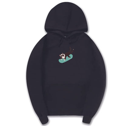 CORIRESHA Sudadera unisex divertida con diseño de gato y monopatín, de manga larga, suave y acogedora, a la moda