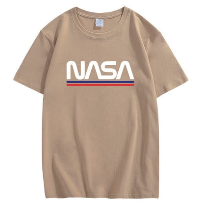 CORIRESHA Camiseta básica de algodón de manga corta con cuello redondo y estampado de letras de la NASA para adolescentes