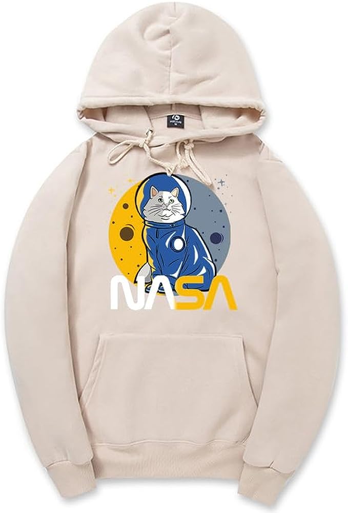 CORIRESHA Adolescente Astronauta NASA Sudadera con capucha Casual Manga Larga Cordon