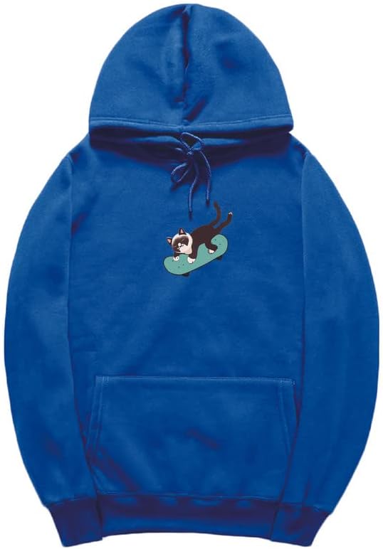 CORIRESHA Sudadera unisex divertida con diseño de gato y monopatín, de manga larga, suave y acogedora, a la moda