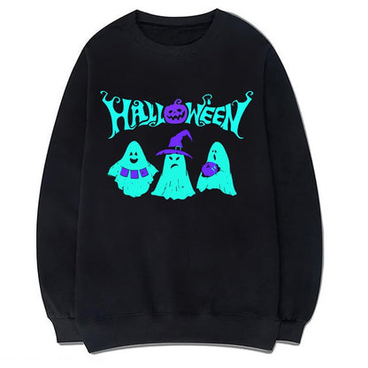 CORIRESHA Unisex Ghost Sweatshirts Crewneck Long Sleeves Casual Harajuku Halloween Pullovers