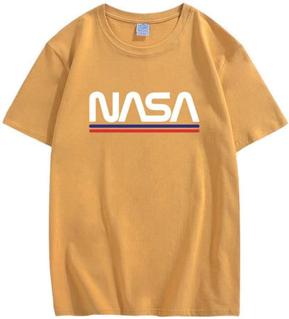 CORIRESHA Camiseta básica de algodón de manga corta con cuello redondo y estampado de letras de la NASA para adolescentes