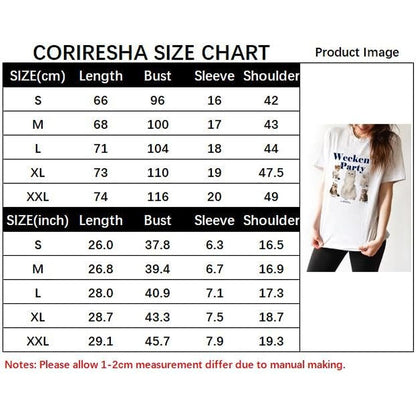 CORIRESHA Women's Summer Round Neck Short Sleeve Cat Lovers Cute Letter T-Shirt