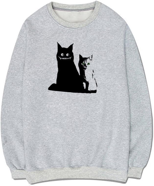 CORIRESHA Cat lovers Sweatshirt Crewneck Long Sleeves Soft Cotton Cut