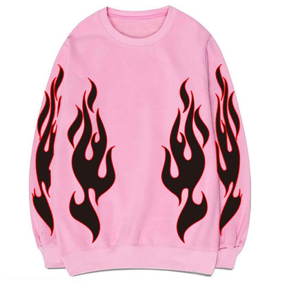 CORIRESHA Teen Flame Sudadera Cuello Redondo Manga Larga Algodón Y2K Estética Jersey