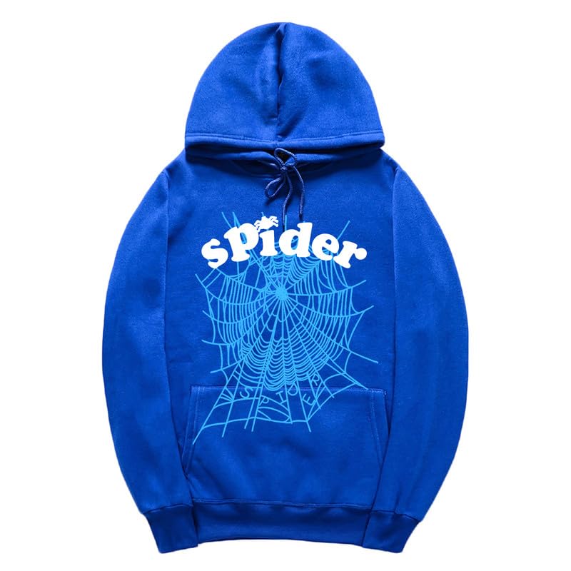 CORIRESHA Fashion Spider Web Hoodie Long Sleeve Drawstring Unisex Cot